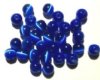 30 6mm Round Sapphire Fiber Optic Cats Eye Beads
